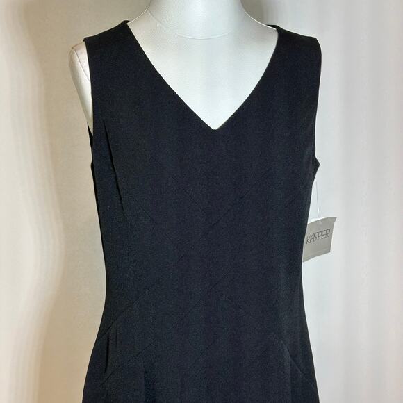 NWT Kasper Black Sleeveless V-Neck A-Line Pleated Dress Workwear Womens Size 6 - Picture 2 of 12